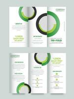 Tri-Fold Brochure Template Design With Space For Product Image in White And Green Color. vector