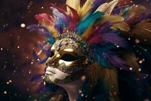 Mardi gras mask venice celebration. Generate Ai photo