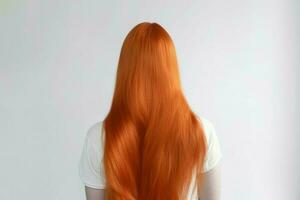 hermosa mujer largo rojo cabello. generar ai foto