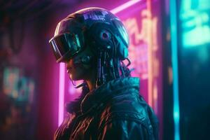 Cyberpunk artificial intelligence. Generate Ai photo