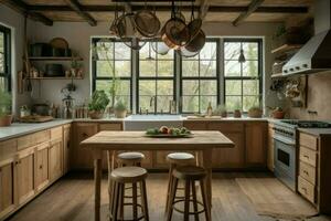 Rustic kitchen country. Generate Ai photo