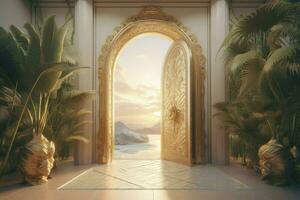 Portal to paradise door. Generate Ai photo