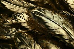 Gold feathers background. Generate AI photo