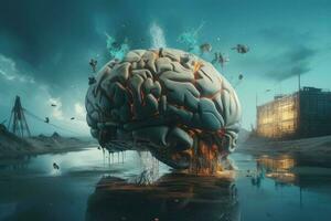 Surreal brain. Generate Ai photo