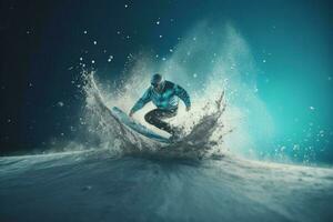 deporte tabla de snowboard hielo. generar ai foto