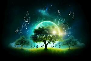 Concept musical harmony tree. Generate Ai photo