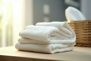 White clean towel bathroom. Generate Ai photo
