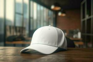 blanco béisbol gorra. generar ai foto