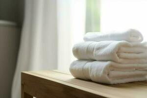 White clean towel bathroom hotel. Generate Ai photo