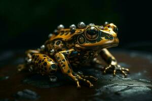 Metal robotized frog. Generate Ai photo
