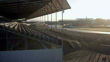 Grandstand View over Silverstone Race Track at Sunrise video