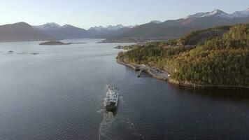 Norwegian Ferry Service Crossing a Fjord Carrying Passengers and Vehicles video