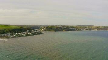 The Coastal Town of Looe in Cornwall UK Seen From The Air in the Summer video