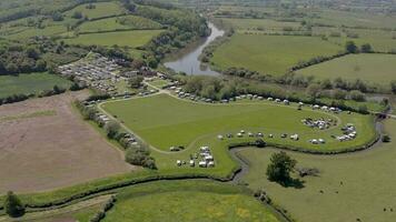 A Rural Campsite in the Summer Seen From The Air video