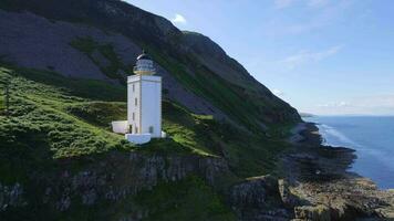 A Square Lighthouse on a Cliff Edge Aerial View video