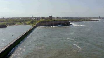 A Breakwater Seawall Used to Protect a Harbour from the Sea video