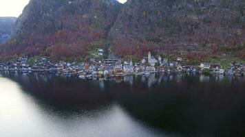 The Town of Hallstatt a Quaint Austrian Tourist Attraction Aerial View video