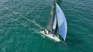 Yacht Racing in the Summer Aerial View video