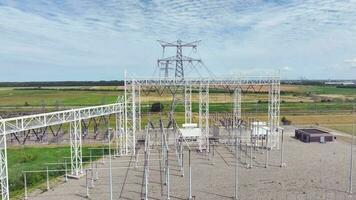hög Spänning elektrisk substation och kraft distribution video