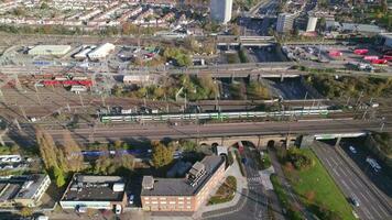Commuter Trains in London Aerial View video