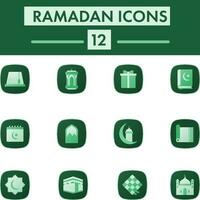 Set of Ramadan Icon In Green Color. vector