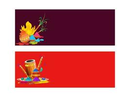 Holi Festival Elements With Space For Text On Background In Two Color Options. Header Or Banner Design. vector