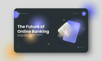Online Banking Future Hero Banner Design With Payment Card Illustration. vector