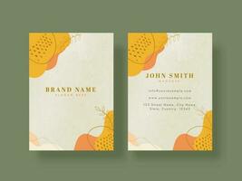 Vertical Business Card Template Layout In Front And Back View. vector