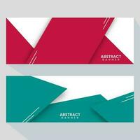 Red And Turquoise Overlapped Paper Banner Or Header Design In Two Options. vector
