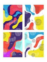 Colorful fluid art abstract background in four option. Can be used as template or flyer design. vector
