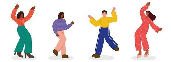 Faceless Young People Dancing Together On White Background. vector