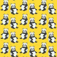 Cartoon Panda Bear Decorated On Yellow Background. vector