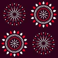 Mandala Burst Oriental Pattern Background In Red And White Color. vector