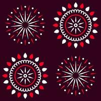 Mandala Burst Oriental Pattern Background In Red And White Color. vector