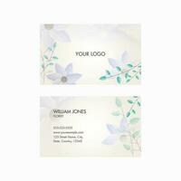 Florist Visiting Card Design With Double-Sides On White Background. vector