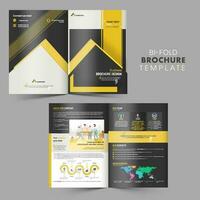 Bi-Fold Brochure, Template or Cover Page Layout in Front and Back View for Business Concept. vector