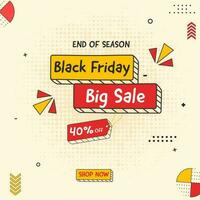 Black Friday Big Sale Poster Design With Discount Offer On Beige Halftone Effect Background. vector