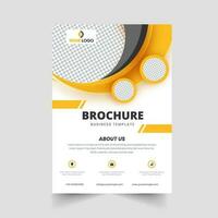 Business Brochure Template Design With Copy Space On White And Yellow Background. vector