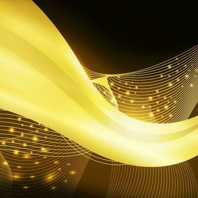 Abstract Golden Waves Background With Lights Effect.