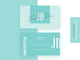 Front And Back View Of Business Card Template In Blue Color. vector