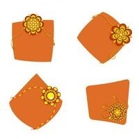 Beautiful Floral Rakhis With Given Space For Text In Four Steps. vector