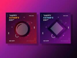 Happy Father's Day Social Media Post Or Template With Copy Space In Two Color Options. vector