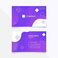 Purple And White Color Business Card Template Layout. vector