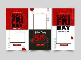 Black Friday Sale Post Or Template Design With Discount Offers In Three Options. vector