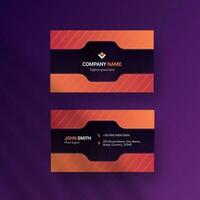 Modern Editable Business Card Design With Double-Sides On Purple Background. vector