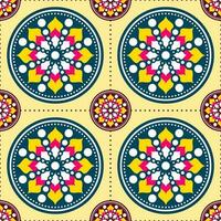 Seamless Colorful Mandala Or Rangoli Pattern Background. vector