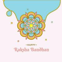 Happy Raksha Bandhan Poster Design With Floral Rakhi On Pink And Blue Background. vector