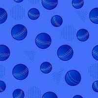 Seamless Blue Cricket Balls Pattern Background. vector