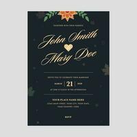 Wedding Invitation Card Template Layout with Couple Name and Venue Details. vector