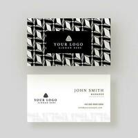 Geometric Business Card Template Design In Black And White Color. vector